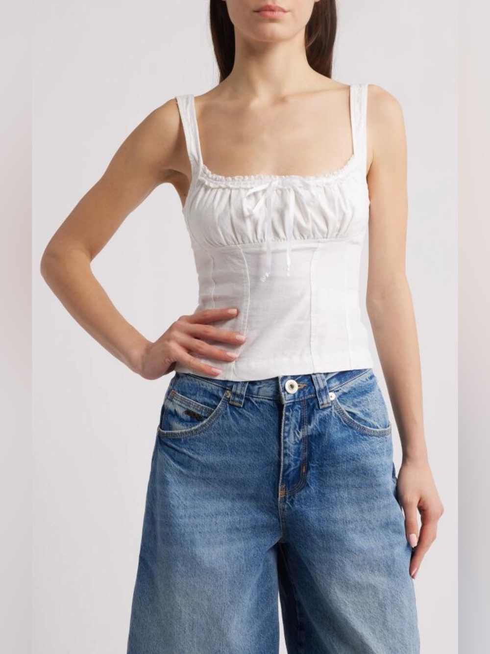BDG LINEN MIX PRAIRIE CAMI - XL
